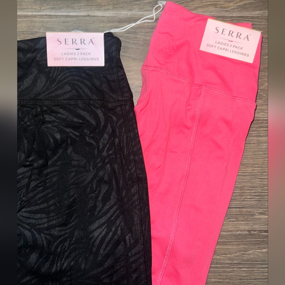 2pk Ladies Soft Capri Leggings - Picture 3 of 5